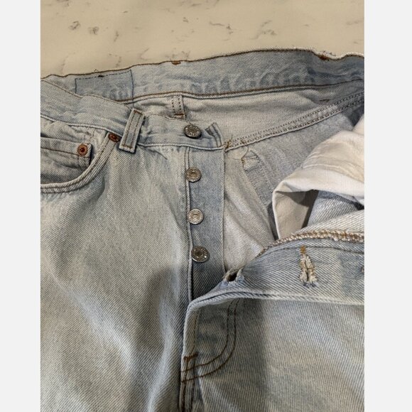 VINTAGE 1988 501 LEVI'S HAND PAINTED FLAG 501 XX Mens (Actual 26x32.5) Jean - Picture 12 of 14